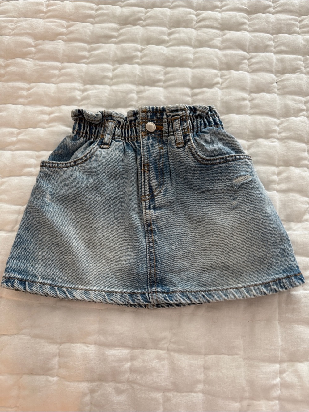 Zara Light Blue Denim Skirt with Elastic Waist